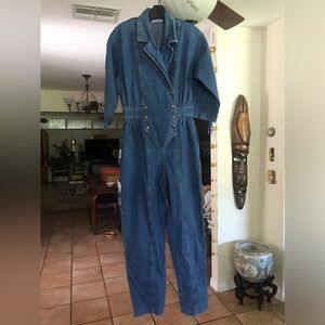 Vintage IDEAS , size 9/10 denim overall , long leg , 3/4 size sleeves